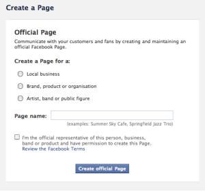 create a facebook page