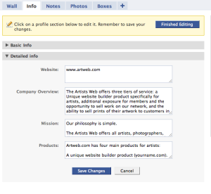 Edit Facebook Page info