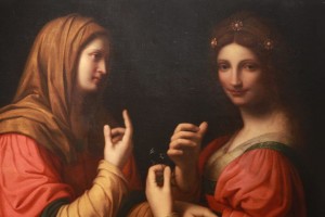 The Circle of Leonardo da Vinci - Modesty & Vanity. (After Bernardino Luini, the painting depicts the conversion of the Magdalene but also serves as an allegory between modesty and vanity).