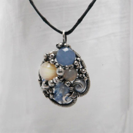 Stunning Pearl, Quartz and Agate Pendant by Christine Plumb