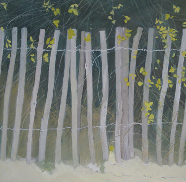 fence-with-yellow-flowers-by-wendy-jacob-gouache