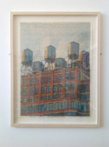 tanks-by-trevor-banthorpe-a-cmyk-separation-woodblock-print-showing-water-tanks-atop-a-new-york-red-brick-warehouse