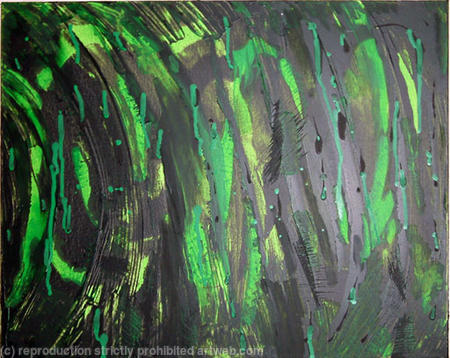 green and black abstract painting