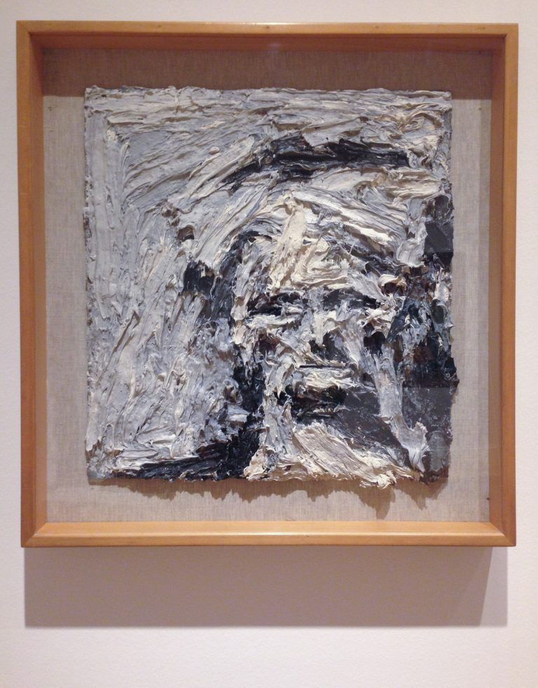 Frank Auerbach - Head of E.O.W. IV, 1961, a very texture painting of white swirled with black