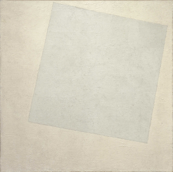 White square on white background painting by Malevich