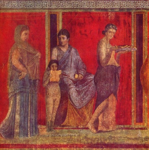 Villa of the Mysteries, Pompeii, ancient roman vermillion frescos