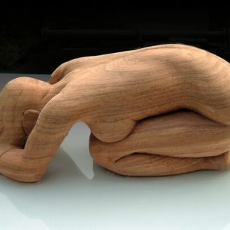 Figure carving - carving in the round of a human figure. She is hand carved in Australian Blackwood by Andrew Boyce