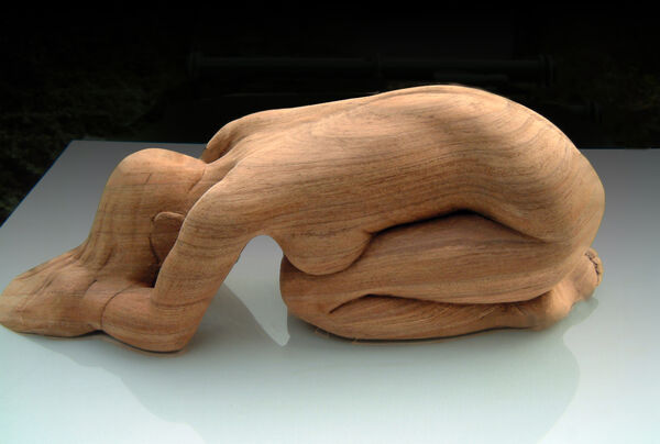 Figure carving - carving in the round of a human figure. She is hand carved in Australian Blackwood by Andrew Boyce