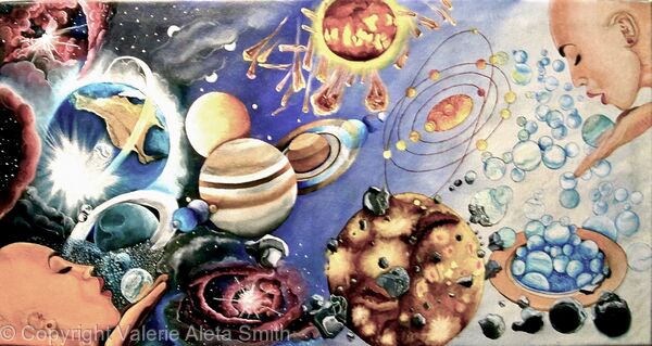 Oil on Canvas ORB BUBBLES (creation and destruction) By Utopiandreamer - Valerie Smith