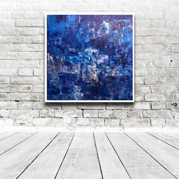 deep-blue-painting-oil-painting-hanging-on-grey-brick-wall