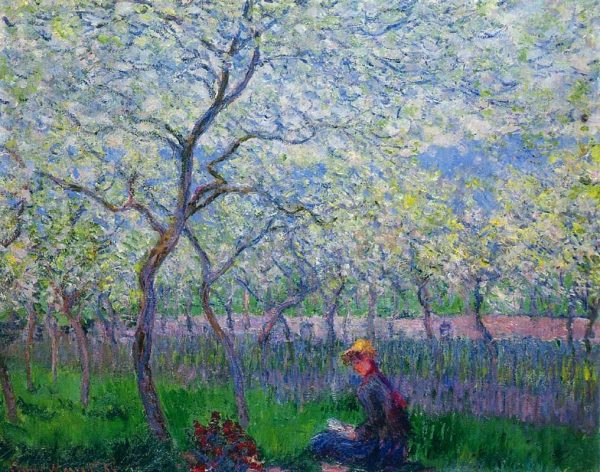 Claude Monet's oil painting entitled An Orchard in Spring