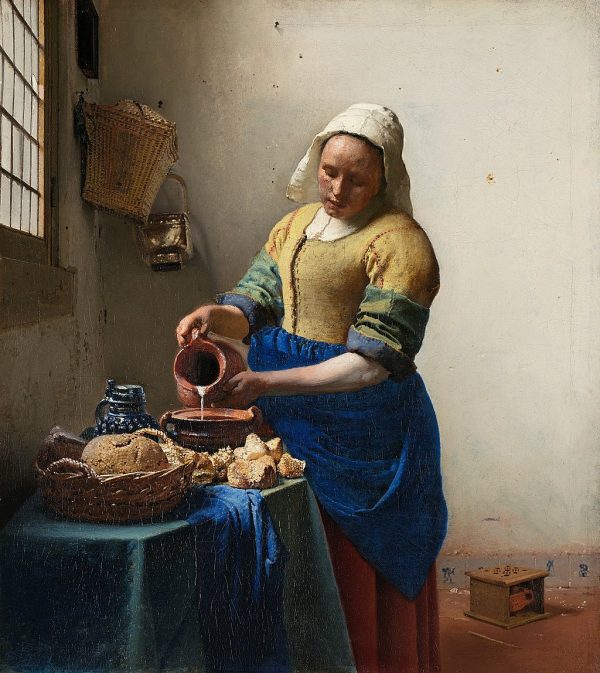 In Vermeer's painting, the meaning of blue is associated with domesticity and everyday life. 