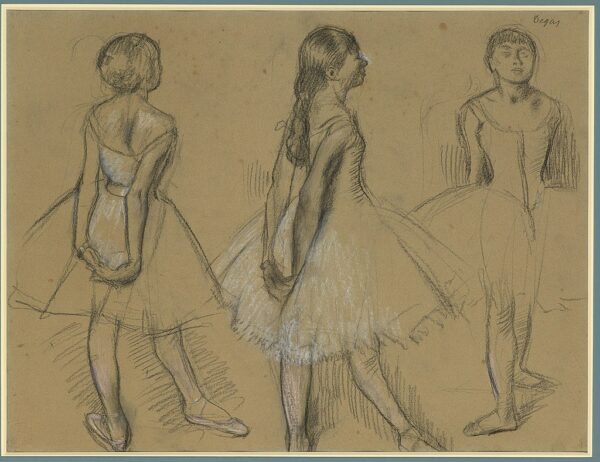 charcoal drawing of ballerinas by degas