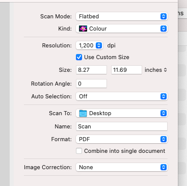 A control panel helps you adjust the size of the scanned image and make other adjustments