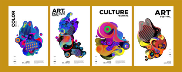 art competition poster with colorful designs