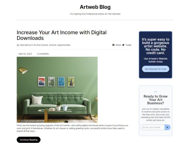 Artweb's art blog homepage