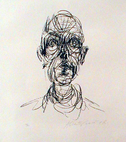 Head drawn by scribbles by Alberto Giacometti
